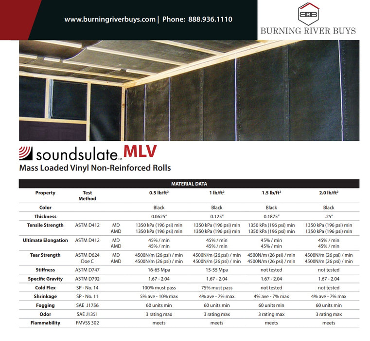 REINFORCED Mass Loaded Vinyl Soundproofing  1 lb