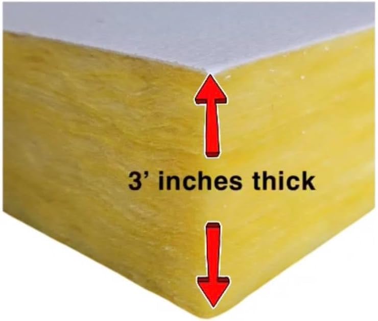 Acoustical Insulating Fiberglass Ceiling Tiles, Panels 3 Inches Thick, White, 4 Tiles per Box
