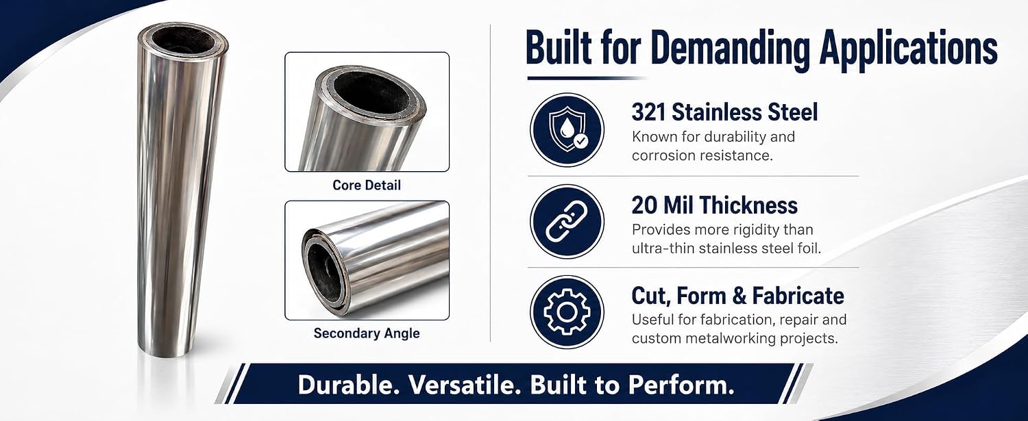 321 Stainless Steel Foil Roll 20" Wide x .020" Thick x 100'