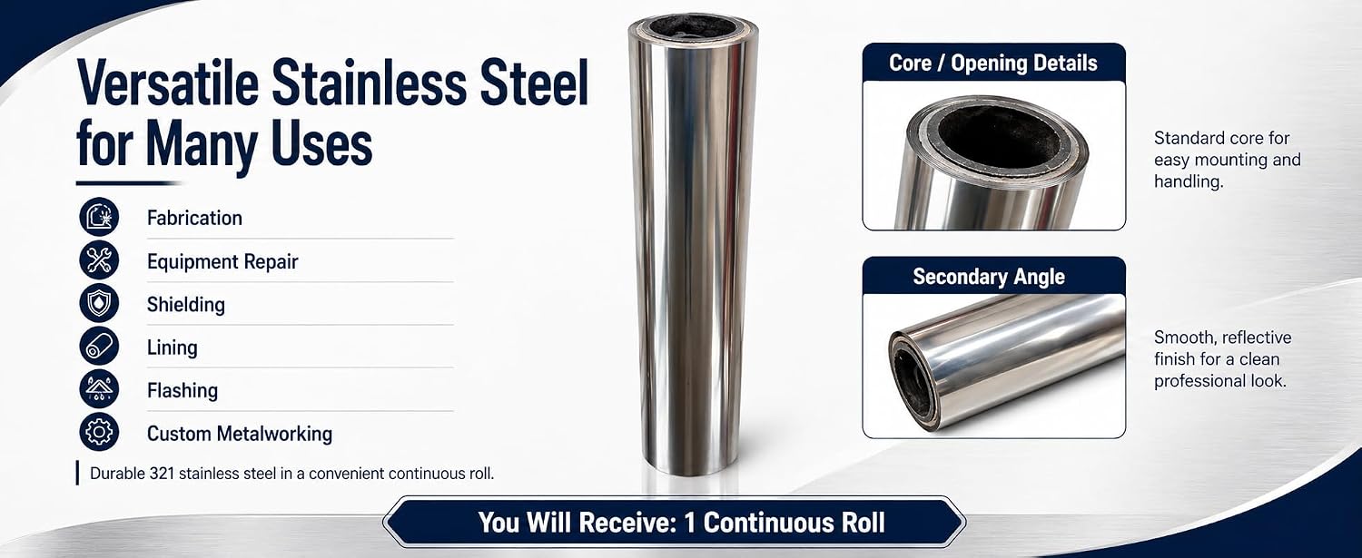 321 Stainless Steel Foil Roll 20" Wide x .020" Thick x 100'