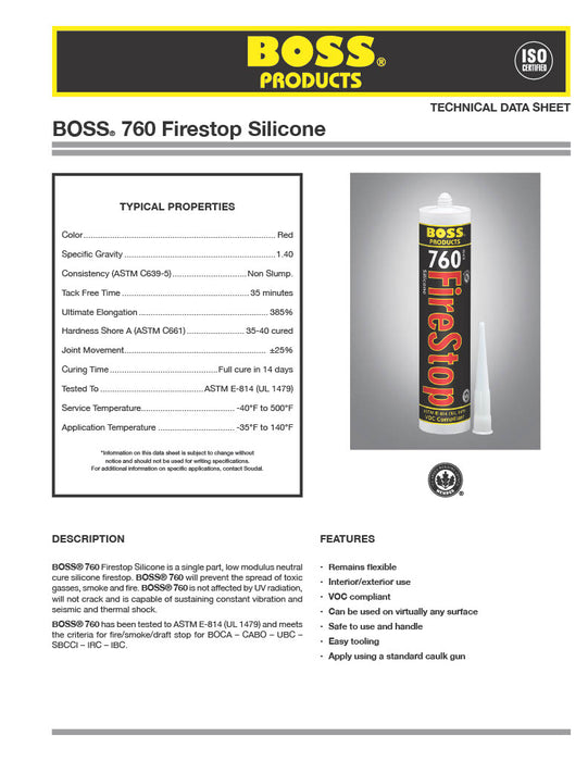 BOSS 760 Firestop Silicione