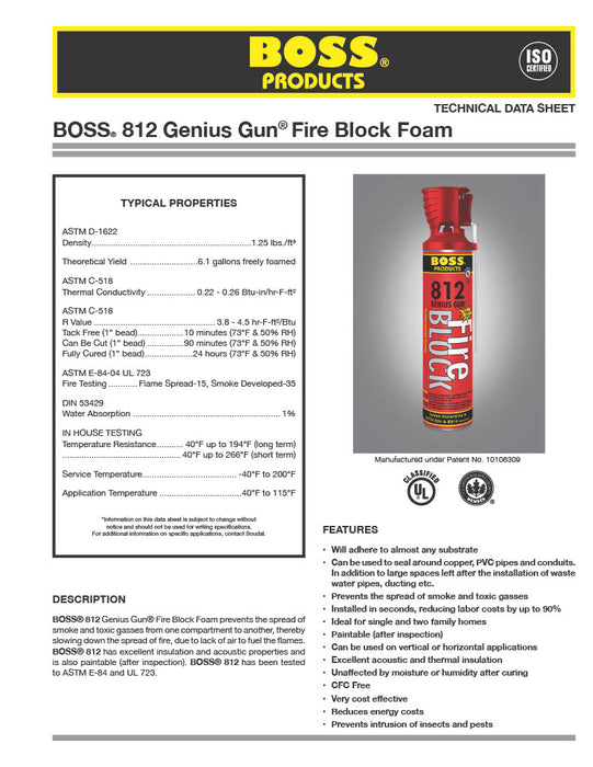 BOSS 812 FIRE Block Foam Straw Grade