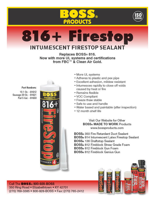 BOSS 816+ Intumescent Firestop Sealant Cartridge