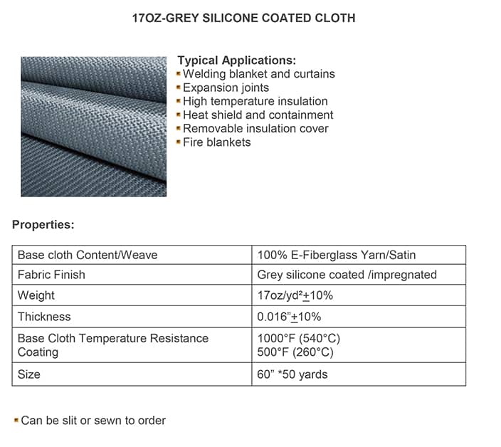 725 Silicone Coated Fiberglass Cloth 60 inches Wide x 150 feet Long