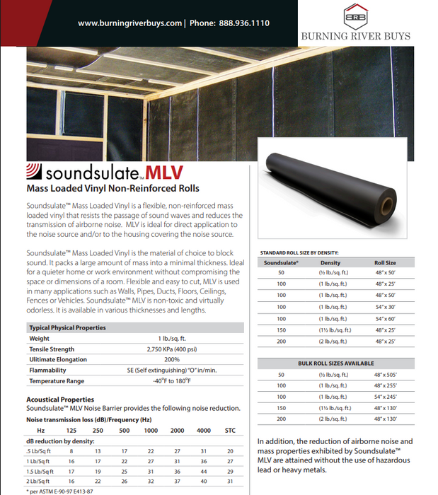 1 lb Soundsulate Mass Loaded Vinyl Soundproofing