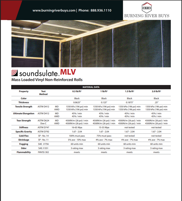 1 lb Soundsulate Mass Loaded Vinyl Soundproofing